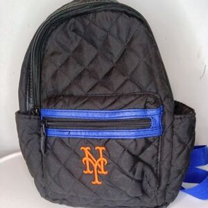 FOCO MLB New York Mets Black Quilted Mini Backpack